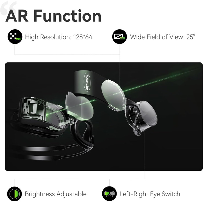 Holoswim 2s AR smart swimming goggles, anti-fog swimming goggles, fitness tracker, displays your stats, compatible with open water mode