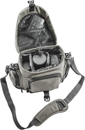 Сумка для камери Mantona Premium: підходить для DSLR та DSLM камер з об'єктивом (з захистом від пилу, м'яким плечовим ременем, застібкою-кліпсою, регульованим внутрішнім відділенням) тауп L Тауп