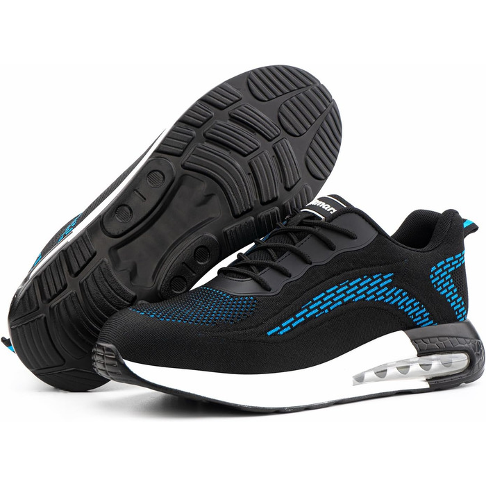 Черевики робочі чоловічі/жіночі Hitmars, захисні черевики з металевим підноском, зручні кухарські черевики, легкі черевики, черевики для дахів, чорний/синій, EU36-48