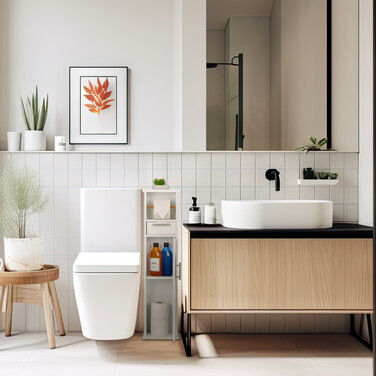 Relaxdays White Standing Toilet Paper Holder