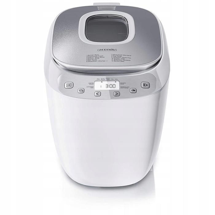 Хлібопічка Arendo 45654, сріблястий/сірий, 550 Вт