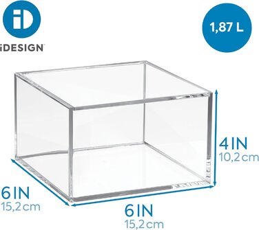 iDesign Makeup Organizer with Lid, Medium-Sized BPA-Free Plastic Jewelry Box, Stackable Storage Box, Clear