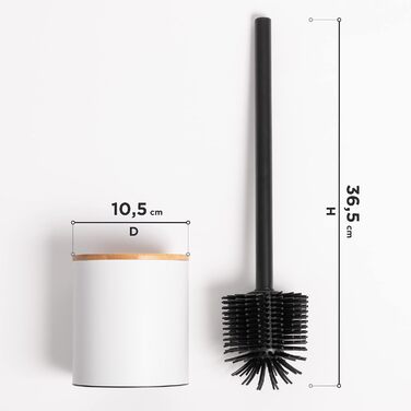 Торцева щітка для унітазу з тримачем з дерева | Силіконова щітка для унітазу з нержавіючої сталі | Тримач для щітки для унітазу з натурального бамбука | Настільна щітка для унітазу для ванної кімнати | Білий колір