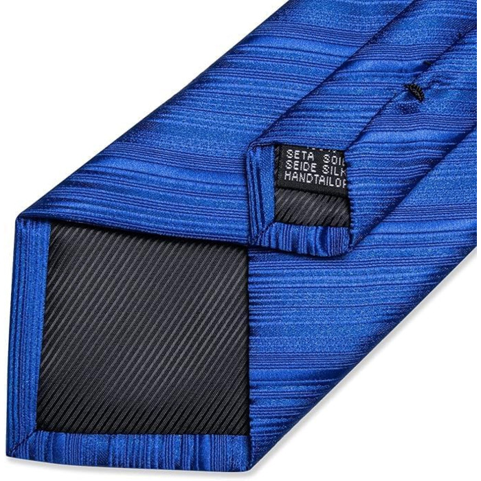 Мужской галстук DiBanGu из шелка с нагрудным платком и запонками, набор для свадьбы и торжественных мероприятий (Королевский синий)