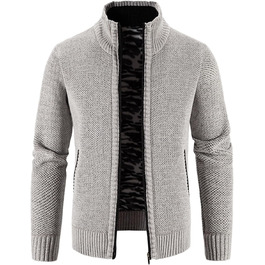Чоловіча флісова куртка-кардиган на блискавці, теплый вязаний жакет для активного відпочинку та повсякденного носіння, сірий колір