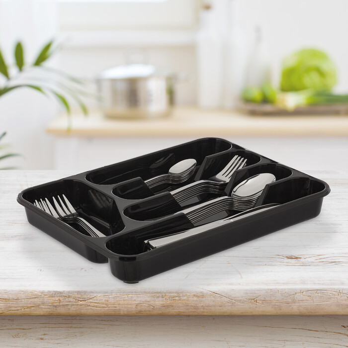 Relaxdays Black Cutlery Box Set of 2
