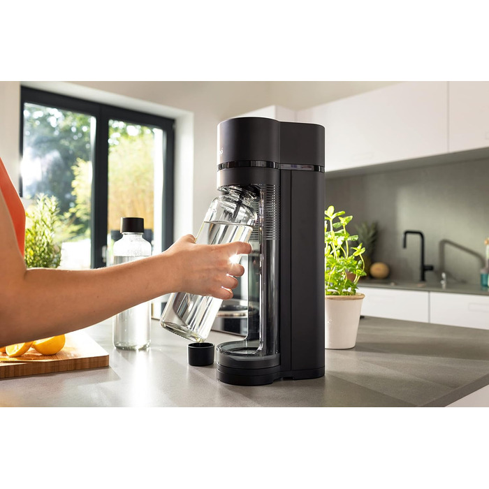 Sodapop Wassersprudler Logan: Набір для газування води з CO₂ балончиком та 3 скляними пляшками, матовий чорний, 42,6 см