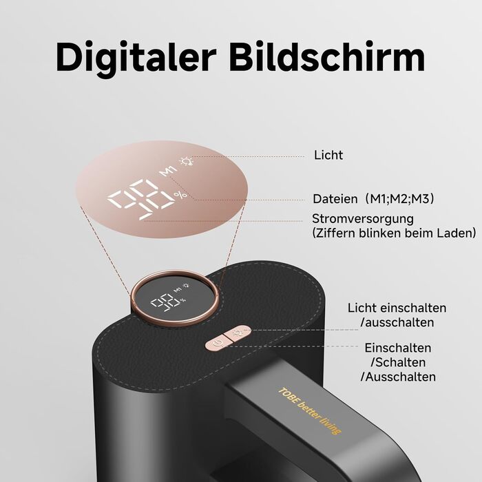 Електричний видальник ворсу для одягу та меблів - 6 лез, 3 режими, LED-дисплей, акумуляторний, чорний