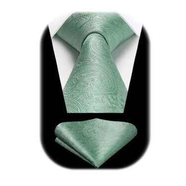 Краватка та нагрудна хустинка для весілля HISDERN, Пазлі, жаккард, різні кольори (K-grün-2)