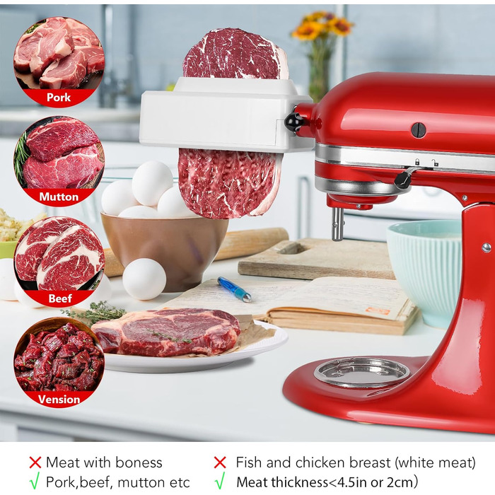 Насадка для подрібнення м'яса LETOMS для міксерів KitchenAid, оновлений подрібнювач із нержавіючої сталі, міцний і довговічний, підходить для посудомийки