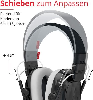 Дитячі навушники для захисту від шуму Alpine Muffy – комфортний захист вух для дітей до 16 років, регульоване наголов'я (чорний)