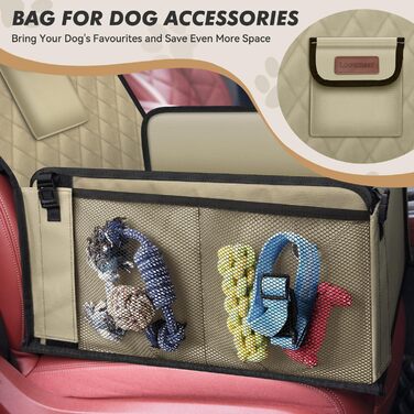 Автокрісло для собак: стабільне, водонепроникне, з підсиленими стінами та ременями безпеки, підходить для собак середніх та малих порід, бежеве