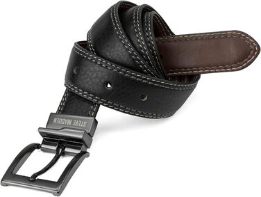 Чоловічий шкіряний ремінь Steve Madden, чорний/коричневий (двоколірний)