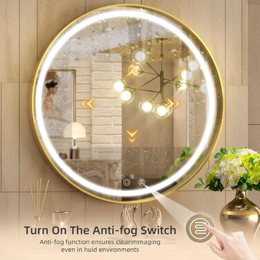 Дзеркало для ванної кімнати Hasipu з глибоким рамочним дизайном, 55 x 60 см, золотий колір, вертикальна/горизонтальна орієнтація, для ванної, вітальні, передпокою