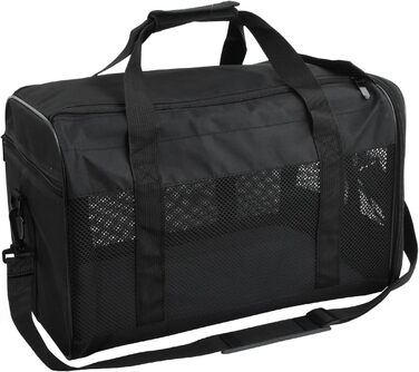 Транспортна сумка для кота та собаки, складана переноска для тварин, переноска для собак та котів, чорна (44 x 27 x 28 см)