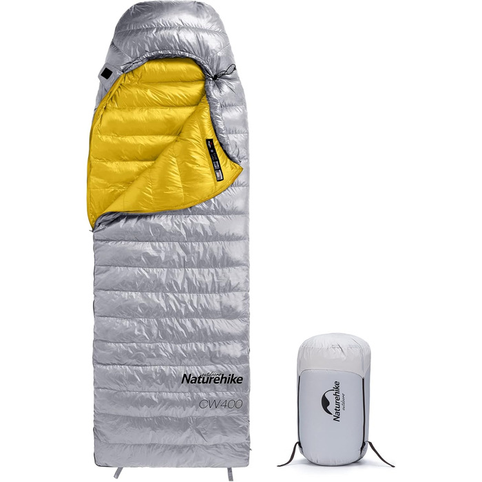 Спальний мішок Naturehike 4 сезони, зимовий, водовідштовхувальний, компактний, для кемпінгу, подорожей, відпочинку на природі (сірий M)