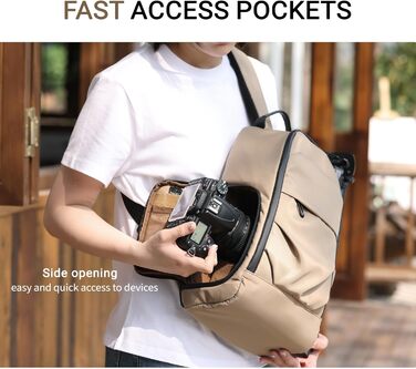 Сумка для камери на плече, рюкзак для DSLR/SLR/беззеркальної камери, фоторюкзак з кріпленням для штатива, знімні модульні вставки (зелений, коричневий)