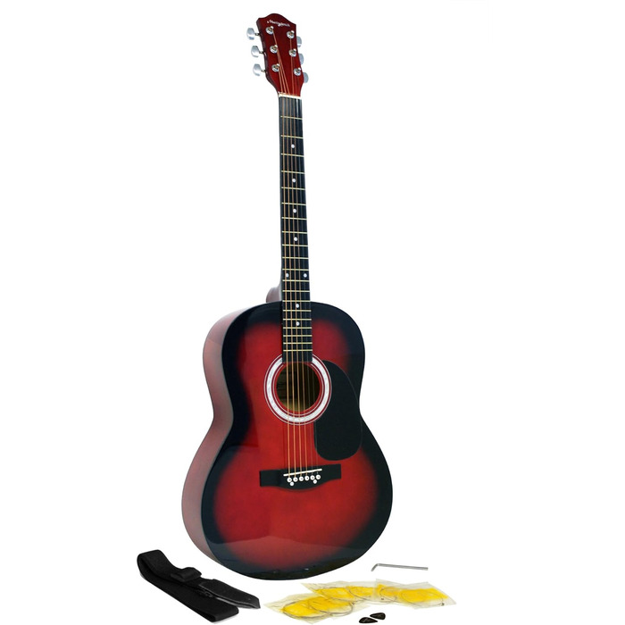 Акустична гітара Martin Smith з струнами, медіаторами та ременем - Синій (Червоний, Single)