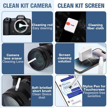 Набір для чищення техніки 20-в-1: клавіатура, навушники AirPods, монітори, камери (чорний)