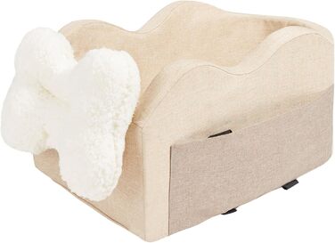 Автокрісло для собак VEVOR, підняття для собак в авто з кишенькою для зберігання, безпечний автотранспорт для домашніх тварин з поворотком, губчаста наповнювач, автоліжко для собак середніх та великих порід до 25 кг (Світло-коричневий, Extra Small)