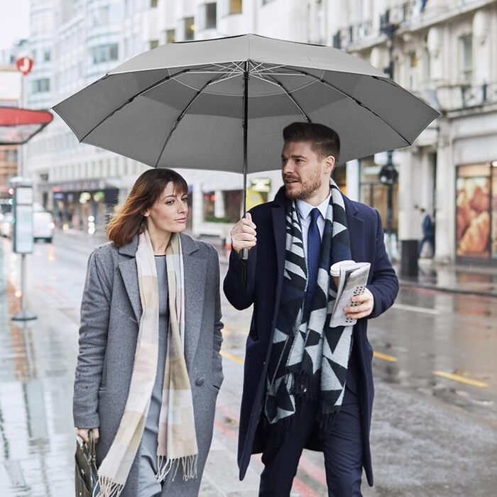 G4Free Гольф-парасолька велика, 10 ребер, автоматична, стійка до вітру, сіра (54 дюйми)