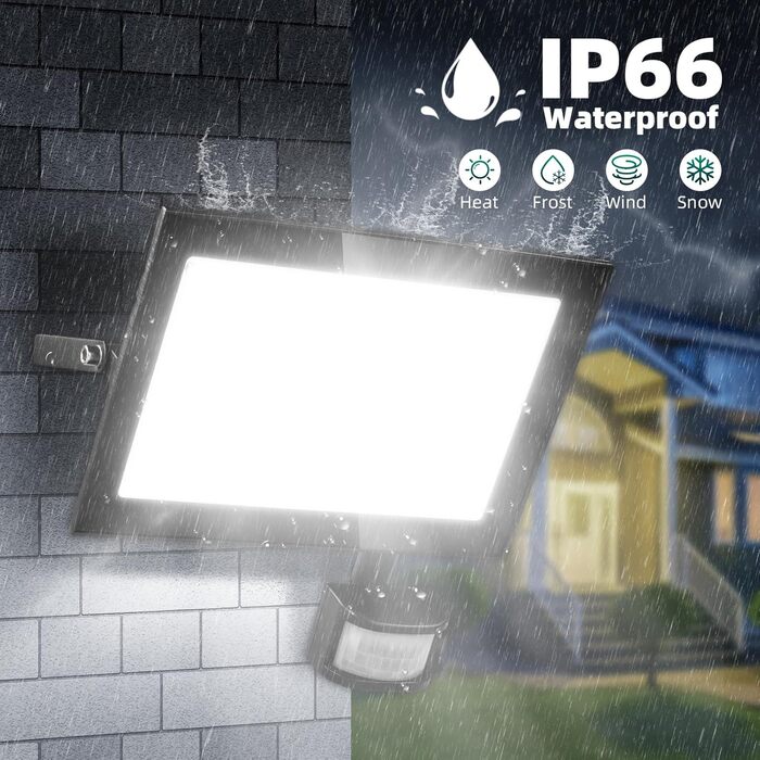 Viugreum 2Pack LED Flood Lights Outdoor with Motion Sensor 15000LM Outdoor Light Cold White Spotlight with Remote Control Floodlight Outdoor Spotlight IP67 Waterproof Floodlight with 2 Screws for Garden (100w, 1PCS)