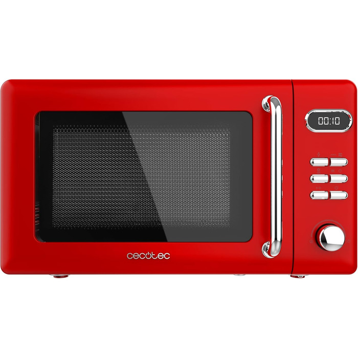 Мікрохвильова піч Cecotec Digitale Proclean 5110: 20 л, ретро-дизайн, 700 Вт, 8 програм, таймер 60 хв, червоний колір, функція грилю та розморожування