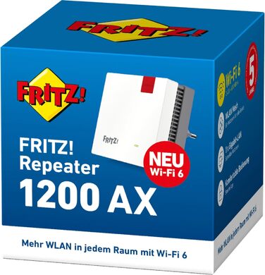 Повторювач Wi-Fi Fritz!Repeater 1200 AX (Wi-Fi 6) – 2.4/5 ГГц, до 2400 Мбіт/с, німецька версія
