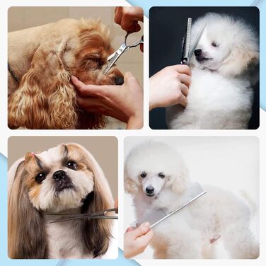 Професійні ножиці для грумінгу собак та котів: титанові, з округлими безпечними кінцями, розріджуючі та прямі ножиці з гребінцем (чорний)