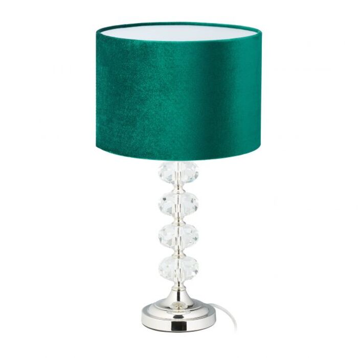 Relaxdays Table Lamp, Crystal and Velvet in Green