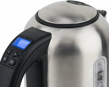 Електричний чайник H.Koenig Inox 1.7L з програмуванням температури, 2200W (сріблястий)