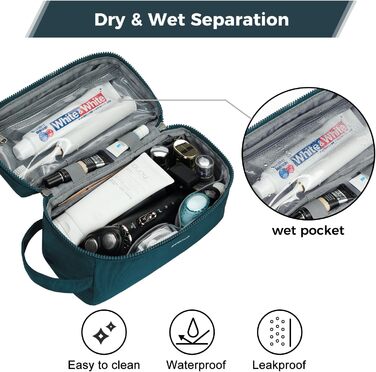 Чоловіча дорожня косметичка ECOHUB, водонепроникна, з відділенням для сухого та мокрого одягу, зелена (L)