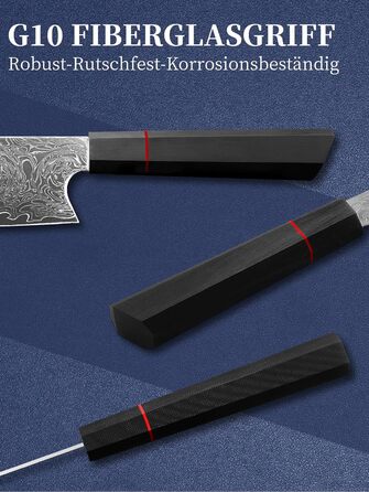 Японський ніж шеф-кухаря Plys Damast: професійний кухонний ніж з чорним дерев'яним руків'ям (Nakiri)