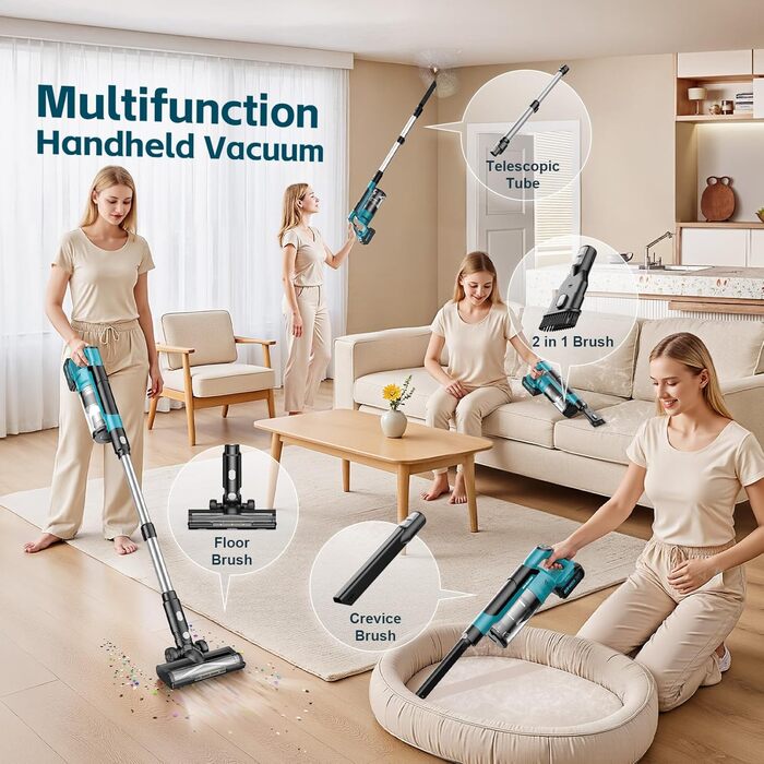 Акумуляторний пилосос 700W з безщітковим мотором, 60000Pa, 70 хвилин роботи, Smart Display, захист від заплутування, для твердих поверхонь та шерсті тварин