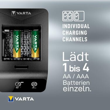 Зарядний пристрій VARTA для акумуляторів AA/AAA (LCD Smart Charger+, Single)