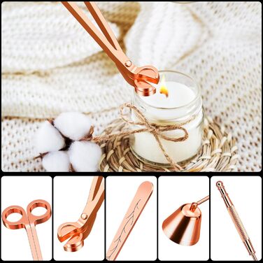Candle Snuffer and Wick Trimmer Accessory Set (Rose Gold)
