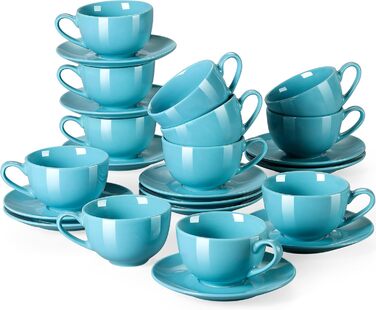 LOVECASA Кавовий сервіз з порцеляни, Sweet, 12-ти частинний (12 чашок з блюдцями), для 6 осіб, 230 мл, білий, VCP-CC13