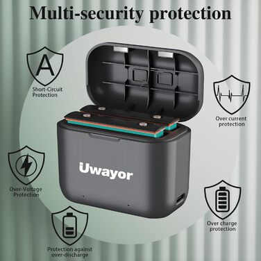Запасний акумулятор Uwayor для Insta360 X3, 3-канальне USB-зарядне пристрій, сумісний з камерою Insta360 One X3