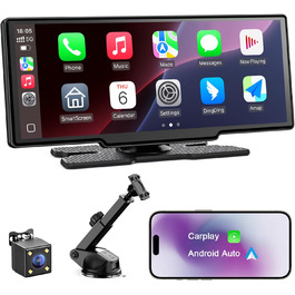 Бездротовий 8,1'' CarPlay дисплей Avylet з IPS-екраном, IP67 камерою заднього виду, GPS-навігацією, Bluetooth 5.0, Mirror Link, FM/AUX, для Android Auto та Apple CarPlay