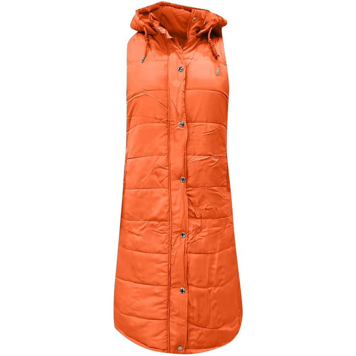 Жіноча тепла куртка з капюшоном, легка та тепла, з пуховими рукавами, великий розмір (3XL, Saffron)