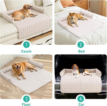 OKYUK Лежанка для собак, м'яка та зручна, лежанка-кошик, диван для собак, чохол для дивана, ручне прання, неслизька, підходить для собак з довгою шерстю (темно-сірий, 75x75x13 см) (90x90x10 см, бежевий)