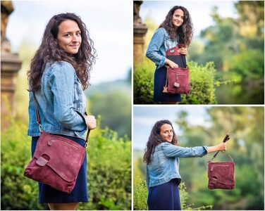 Сумка жіноча LE CONI через плече з натуральної замші Bordeaux/Brown (29x29x6 см) LE3027-VL
