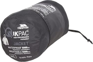 Водонепроникна куртка-дощовик Trespass Qikpac Unisex, компактна модель, що згортається, колір Flint