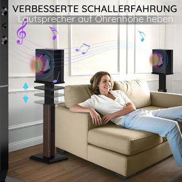 Підставка для акустики 65-85 см, регульована по висоті, дерев'яні підставки для сателітної акустики 4-10 дюймів, 20 кг, набір 2 шт (колір: коричневий)