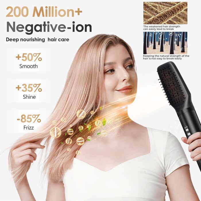 Набір для укладання Journeyside Airstyler: професійна щітка з гарячим повітрям 1000W, 5 насадок, автоматична завивка, випрямляч, для створення об'єму, локонів та випрямлення (чорний)