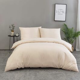 Бетвішка AYSW з 100% бавовни, 155x220 см (135x200 см), бежева, комплект: 1 простирадло та 1 наволочка 80x80 см