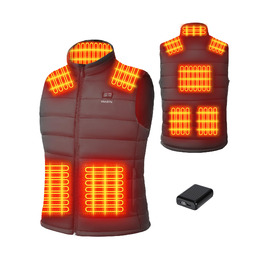 Обогреваемый жилет для мужчин с PowerBank 18400mAh, жилет з 8 зонами обігріву, чорний, L