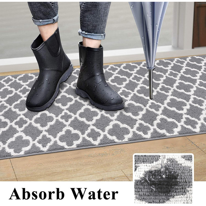 Килимок для підлоги SHACOS з антиковзаючою основою, 50x150 см, сірий - для кухні, вітальні, передпокою