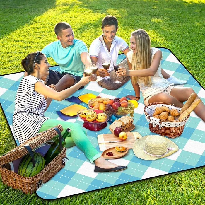 Плед для пікніка CIRULLI 200x200 см, водонепроникний, складаний килимок для пляжу та кемпінгу