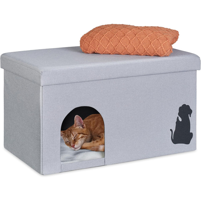 Кігтечка для котів Relaxdays, складна, 100 кг, з подушкою, сіра, 40.5 x 72 x 40.5 см